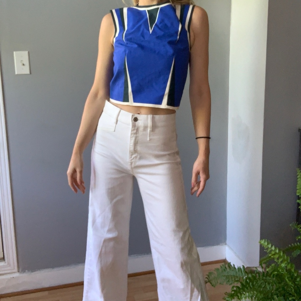 BNWT H&M Blue and White Crop Top Stine Riis design award winner